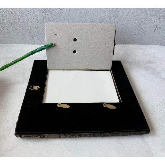 Textured Mixed Metal 4” X 6” Photo Frame Brutalist Style Autumn Leaves For Sale - Image 11 of 12