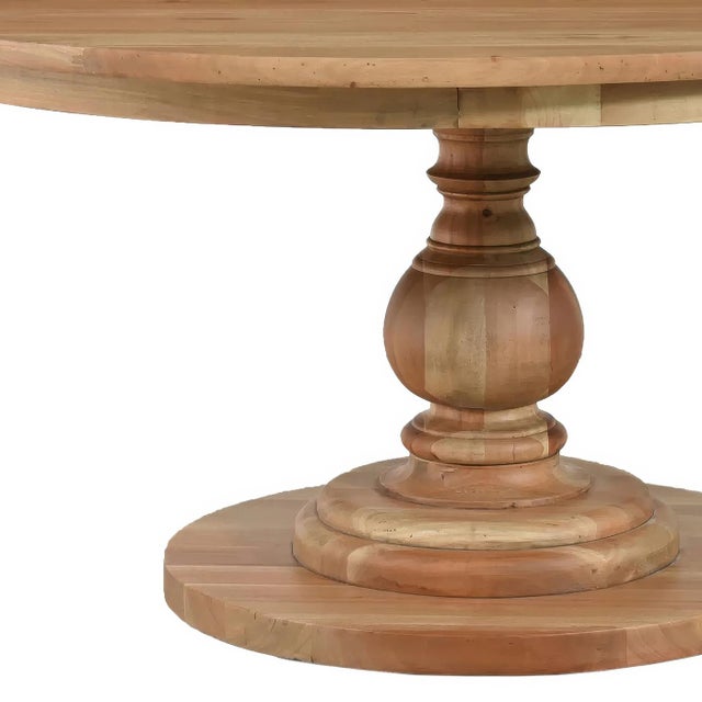 French Country Round Pedestal Dining Table - Fruitwood Finish For Sale - Image 3 of 4