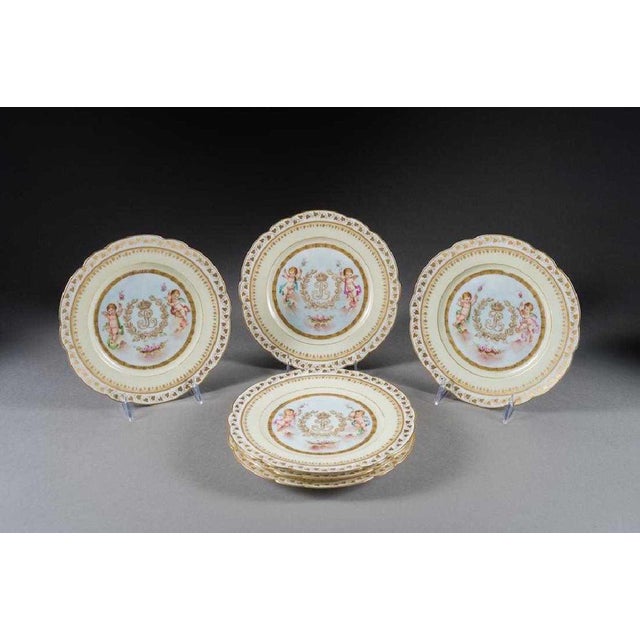 French Chateau Sevres Ivory Ground Decorated Plates - Set of 6 For Sale In Los Angeles - Image 6 of 6