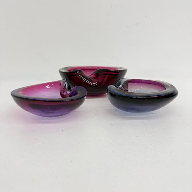 Mid-Century Modern Pink Sommerso Murano Glass Bowls, 1970s, Set of 3 For Sale - Image 3 of 18