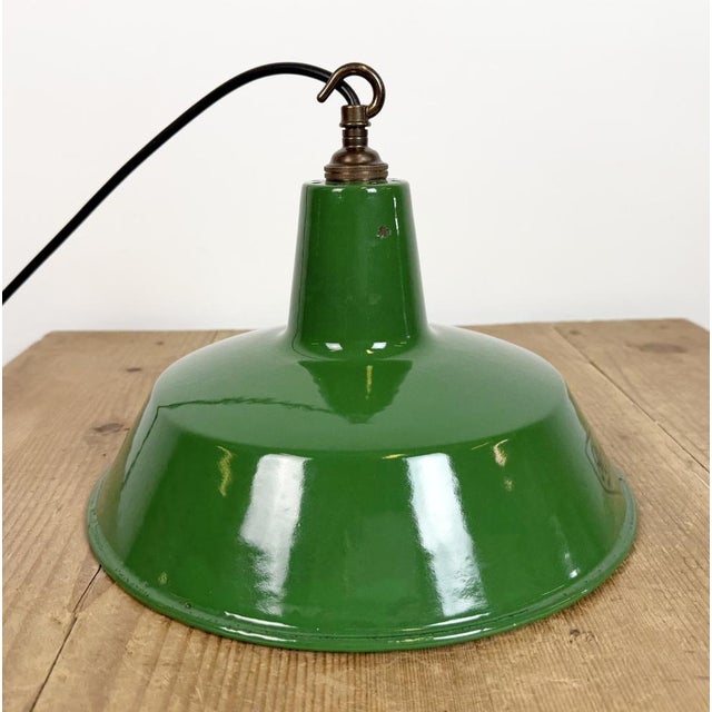 Industrial Green Enamel Factory Pendant Lamp from Revo, 1950s For Sale - Image 15 of 17