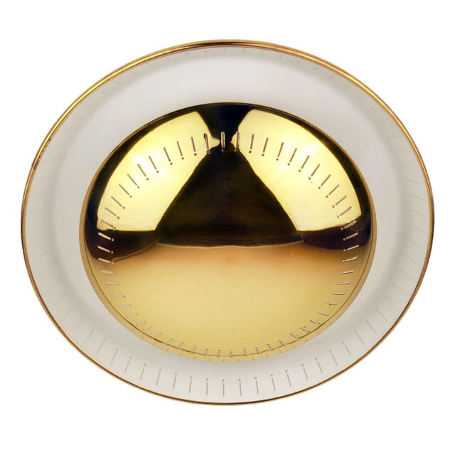 Mid-Century Round Brass and White Ceiling or Wall Light, Italy, 1950s For Sale - Image 9 of 9