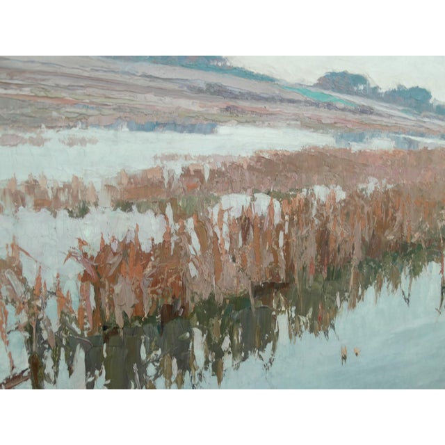 Théodore Lemonnier 1815-1888 Signed French Oil - River Marshes - Organic Modern For Sale - Image 11 of 17