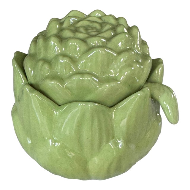 MOS26damageVintage Studio Art Artichoke Motif Condiment Server For Sale