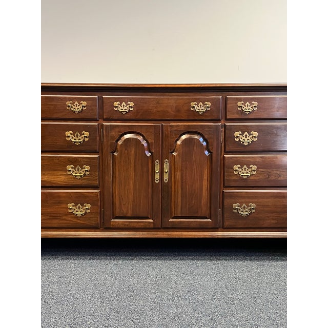 1970s Ethan Allen Georgian Court Cherry 11 Drawer Dresser For Sale - Image 5 of 12