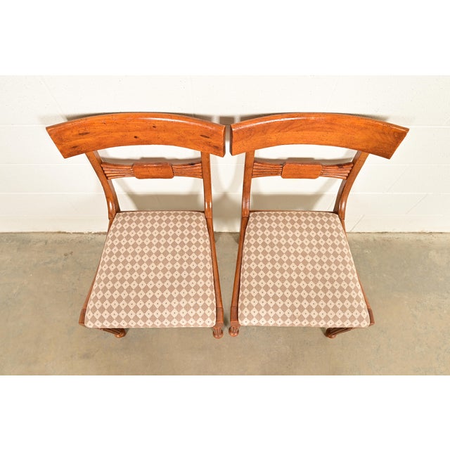 Late 20th Century Baker Furniture English Regency Carved Maple Side Chairs or Dining Chairs, Pair For Sale - Image 5 of 15