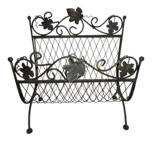Vintage Mid Century Modern Metal Magazine Rack With Leaves