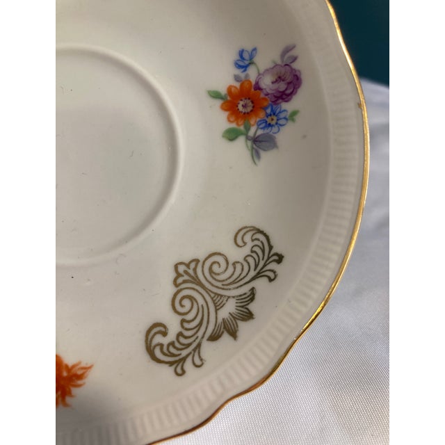 Orange Vintage Schumann Bavaria Floral Demitasse Cup and Saucer For Sale - Image 8 of 10