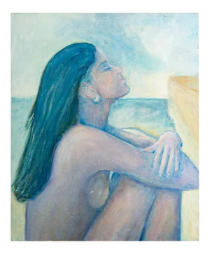 Woman with Crossed Arms, Oil on Cardboard
