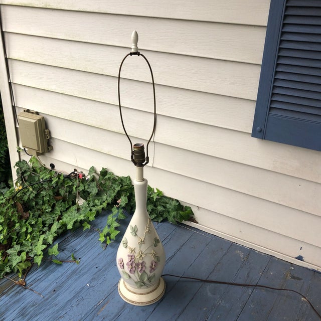 Ceramic 1970s Vintage Ceramic Floral Lamp For Sale - Image 7 of 7