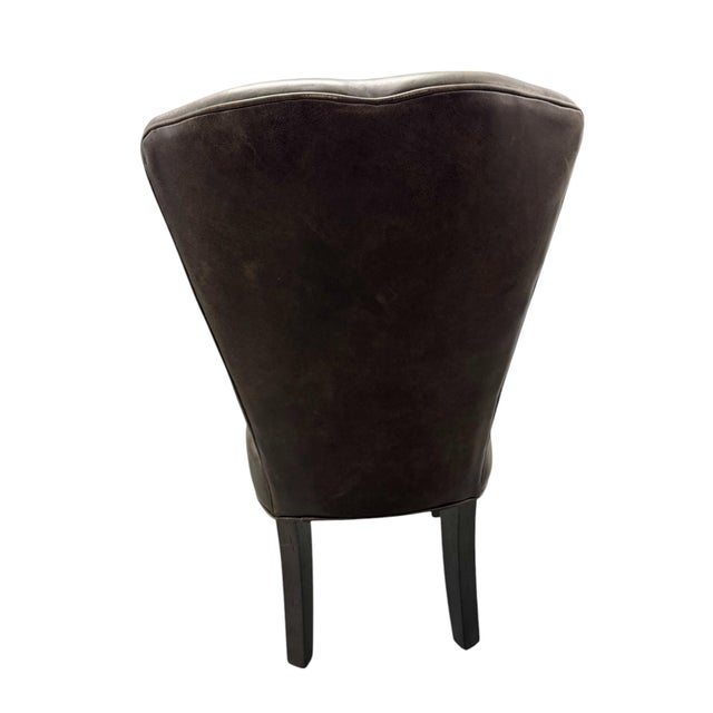 Arhaus Arhaus Harman Brown Leather Side Chair For Sale - Image 4 of 7