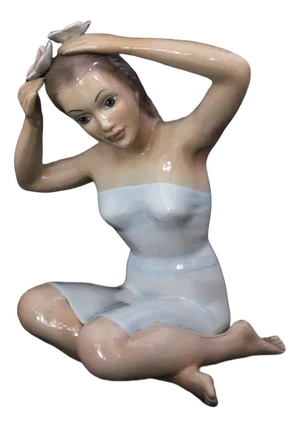 Statuetta Girl Sitting with Hands on the Head Ronzan, 1940s