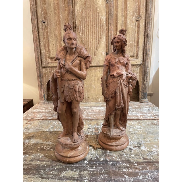 Pair of French Neoclassical Terracotta Statues For Sale In New Orleans - Image 6 of 9
