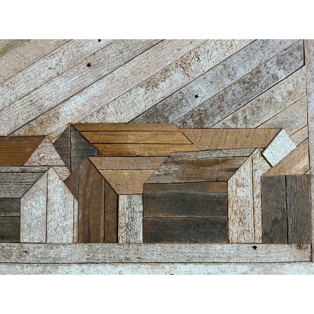 Mid-Century Modern Wood Construction Wall Sculpture Depicting a Village Landscape For Sale - Image 4 of 9