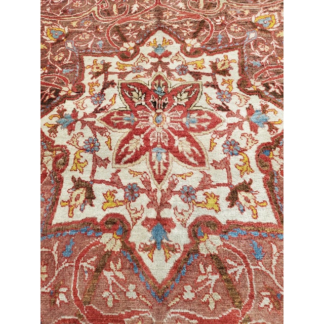 Antique Tabriz Carpet, Handmade Persian Rug in Floral Gold, Red and Beige For Sale - Image 4 of 18