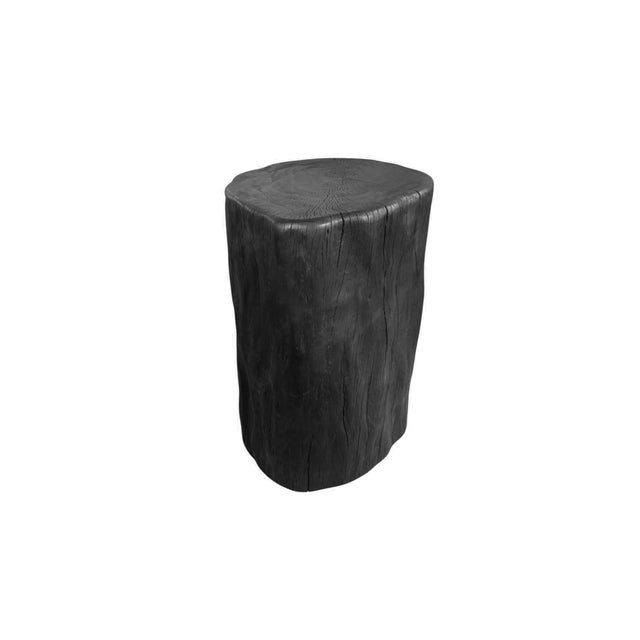Natural Solid Lychee Wood Side Table Charred Finish, Modern Organic For Sale - Image 4 of 6