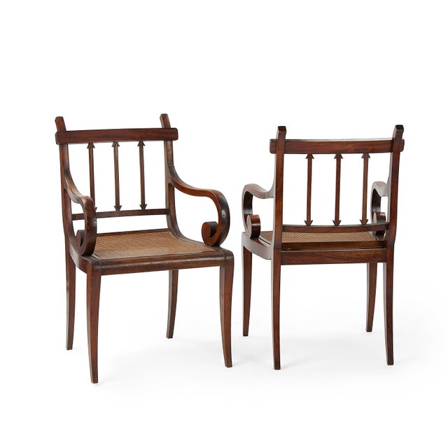 Vintage Regency-Style Cane Armchair For Sale - Image 4 of 4
