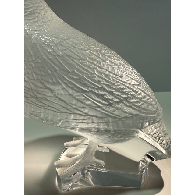 Late 20th Century Lalique France Crystal Quail / Game Bird Sculpture – Frosted Satin Finish For Sale - Image 11 of 12