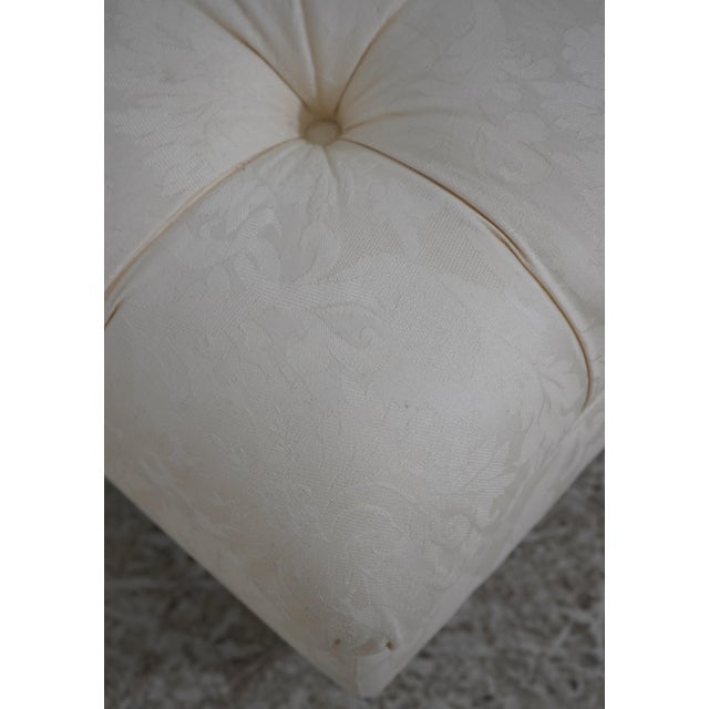 Textile Ethan Allen Off White Tufted Damask Ottoman For Sale - Image 7 of 12