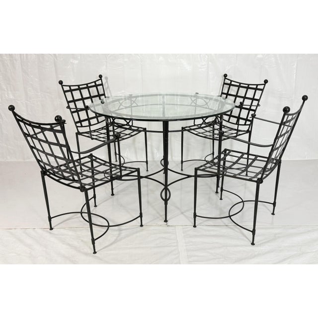 JANUS et Cie Mario Papperzini for Janus Et Cie Iron Outdoor Dining Set, Table & 4 Chairs, Attributed For Sale - Image 4 of 18