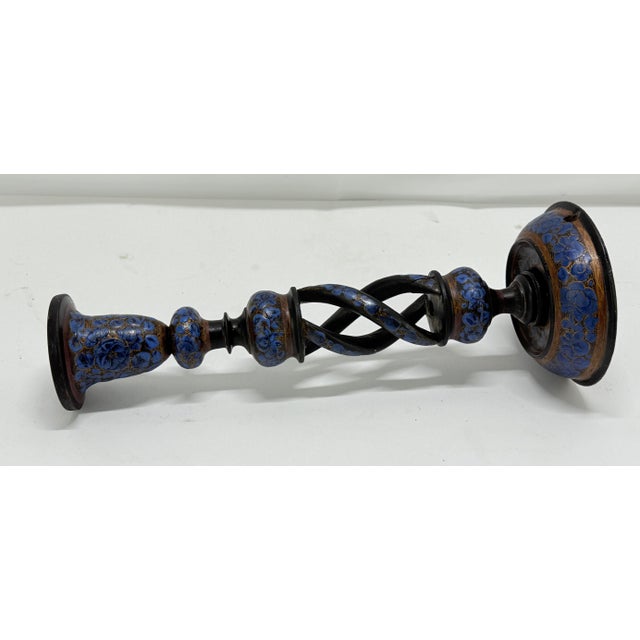Early 20th Century Early 20th Century, Kashmiri Paper Mache Candlestick For Sale - Image 5 of 9