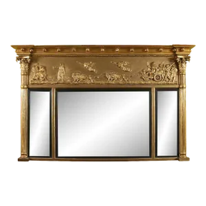 Giltwood English Regency Mirror With Neoclassical Scene