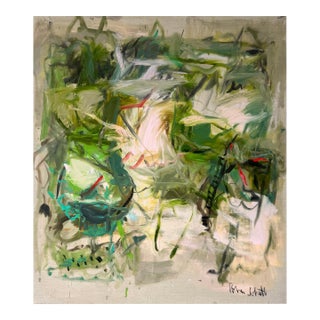 Contemporary Abstract Oil on Raw Canvas "Deep Into the Gardens Iv" by Petra Schott For Sale