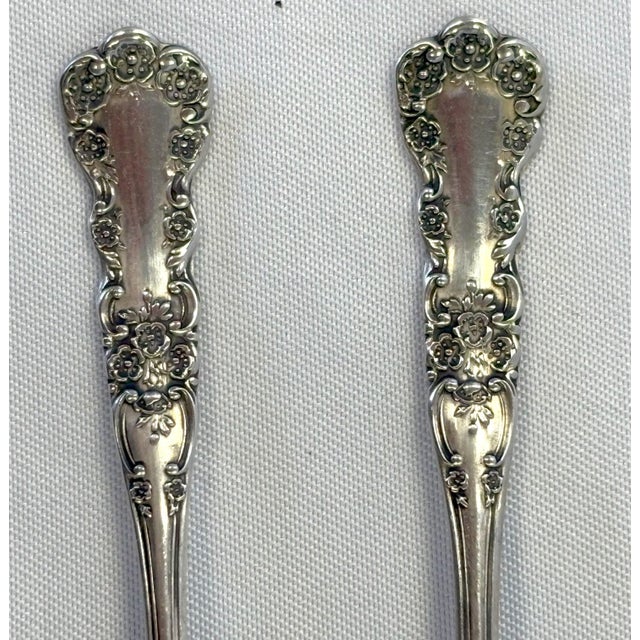 Metal Antique Gorham 'Buttercup' Pattern Sterling Silver Salt Spoons- a Pair For Sale - Image 7 of 12