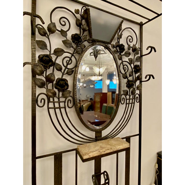Black French Art Deco Hall Tree Coat Rack With Glass Light Sconce For Sale - Image 8 of 9