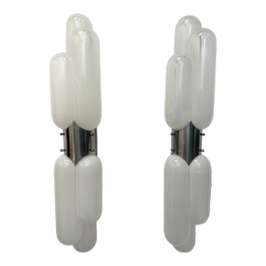 Pair of Torpedo Murano Glass Sconces by Carlo Nason for Mazzega, Italy, 1970s