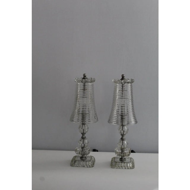 Pair of Early 20th Century Manhattan Glass Crystal Lamps For Sale In Miami - Image 6 of 9