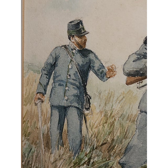 Juan Sannuy (1850-1905) Listed Artist 1898 Watercolor Soldiers in Field For Sale - Image 10 of 12