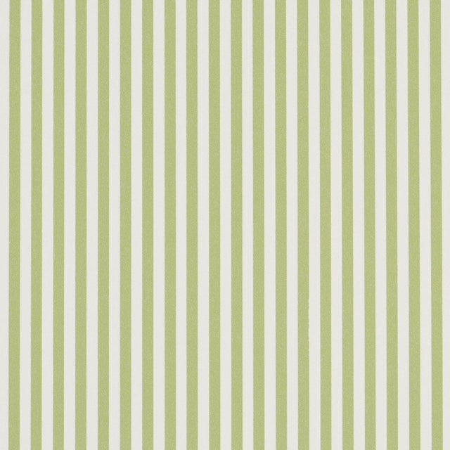 Schumacher Emma Stripe Narrow Wallpaper In Leaf For Sale