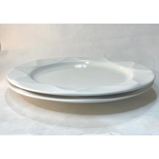 Dansk Vintage Dansk "Origami" White Ceramic Chop Plates / Round Platters - Pair For Sale - Image 4 of 5