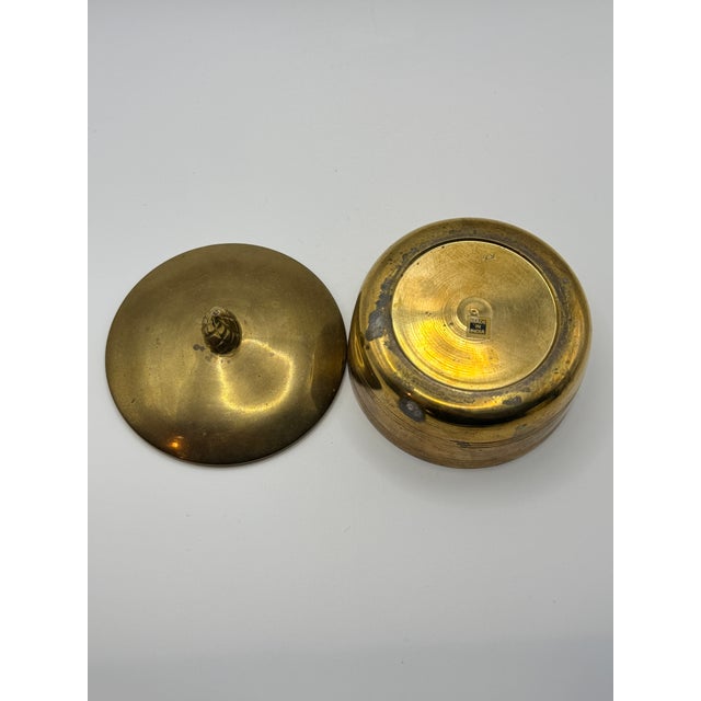 Metal Vintage Solid Brass Lidded Trinket Box Made in India For Sale - Image 7 of 7