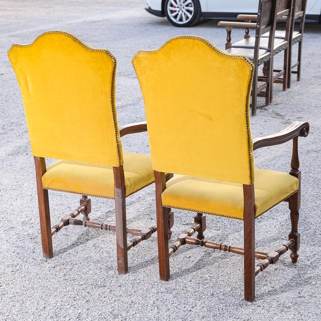 Armchairs in Carved Wood and Yellow Velvet, 1980s, Set of 2 For Sale - Image 9 of 18