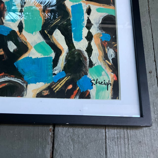 Contemporary original abstract painting by Stephen Heigh. Signed and framed. Measures 15x19 or approximately 16x20 framed....