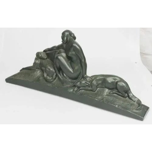 Ceramic Art Deco Ceramic Figure Woman with Dog For Sale - Image 7 of 7