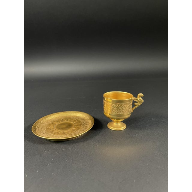 Late 19th Century Venetian Gilded Porcelain Cup and Saucer from Rigo & Co, Set of 2 For Sale - Image 6 of 11