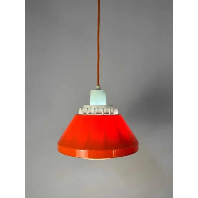 Model 854 Pendant Lamp in Orange Plastic from Lyskær Belysning For Sale - Image 6 of 11