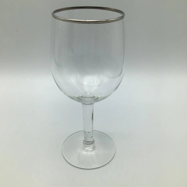 Platinum Rim Crystal Wine/Water Glasses-Set of 10 For Sale - Image 4 of 13