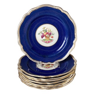 Antique English Hand Painted Service Plates Set of Eight 19th Century - Set of 8 For Sale