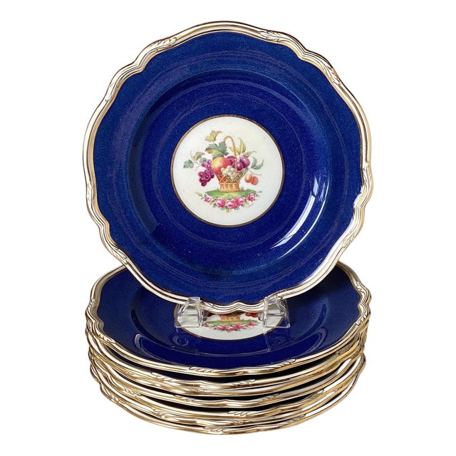 Antique English Hand Painted Service Plates Set of Eight 19th Century - Set of 8 For Sale
