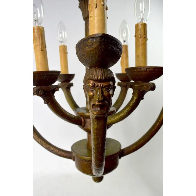 Eight-Light Greco Roman Revival Arts & Crafts Chandelier For Sale - Image 4 of 10