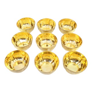 Washbasins in Gilded Silver with Engraved Plant Motifs and Beads, Set of 9 For Sale
