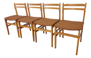 Vintage Scandinavian Dining Chairs in Wood and Brown Leather by Branko Ursic, 1970s, Set of 4