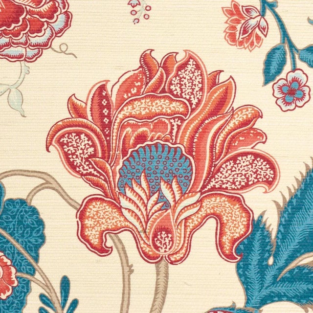 Schumacher SAMPLE - Schumacher Sinhala Sisal Wallpaper In Rouge & Indigo For Sale - Image 4 of 4
