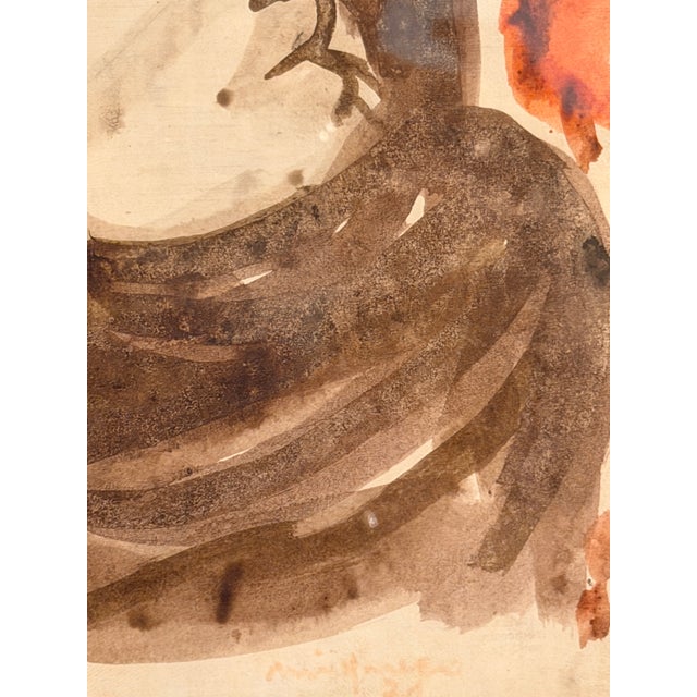 Migneco, Female Figure, 1970s, Ink on Canvas, Framed For Sale - Image 4 of 8