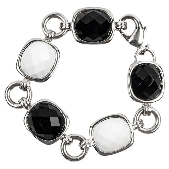 Miriam Salat Chess Sterling Silver and Resin Link Bracelet with large lobster For Sale - Image 15 of 18