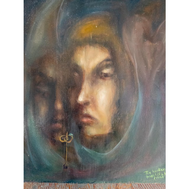 Paper Mid-Century Impressionist Moody Painting of Three Occult Hooded Figures, Signed For Sale - Image 7 of 10